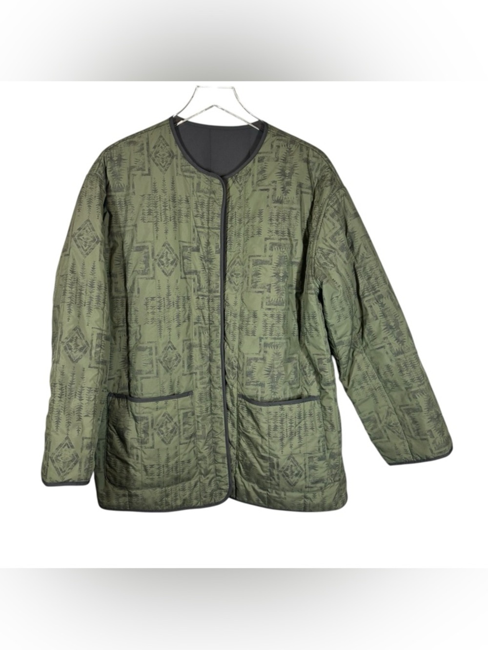 PENDLETON Women’s Reversible Quilted Barn Style Chore Coat Full Zip Green/Black